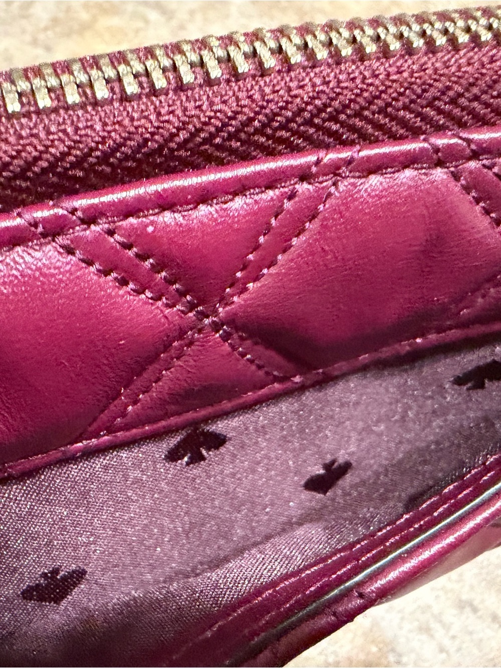 kate spade Quilted Leather Wallet - Wine - Picture 4 of 8